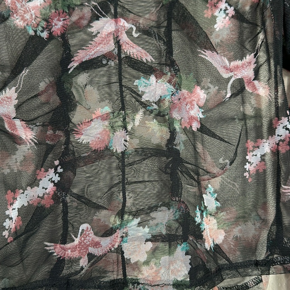 NWT Blouse Hippy Laundry black pink sheer ruched medium flamingo - Picture 8 of 8